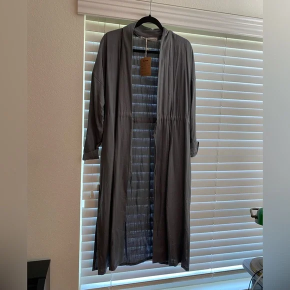 LINEN Duster Coat with Tie Closure - Picture 1 of 4